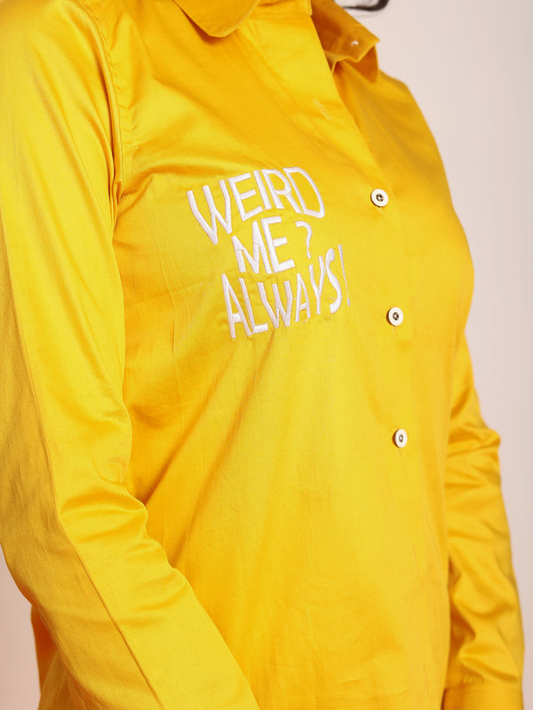 Embroidered shirt with shaped collar