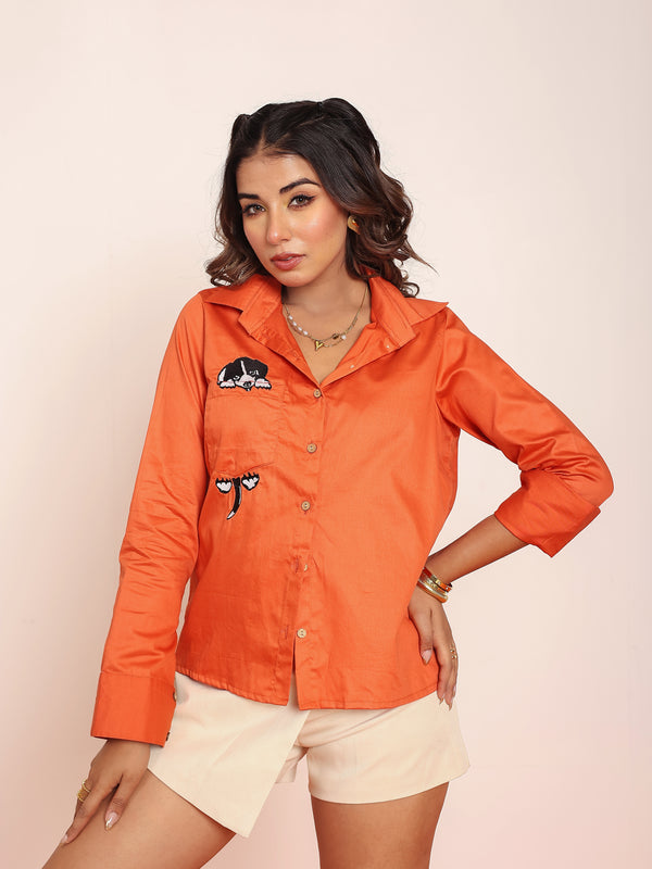 Dog embroidered shirt