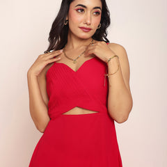Pleated waist- cut maxi dresss