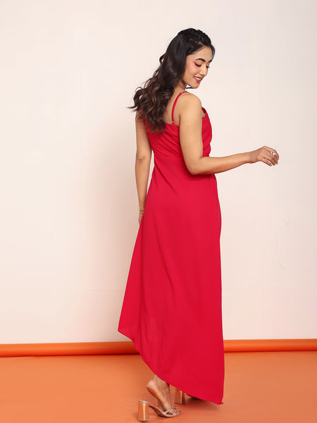 Pleated waist- cut maxi dresss