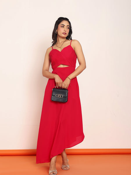 Pleated waist- cut maxi dresss