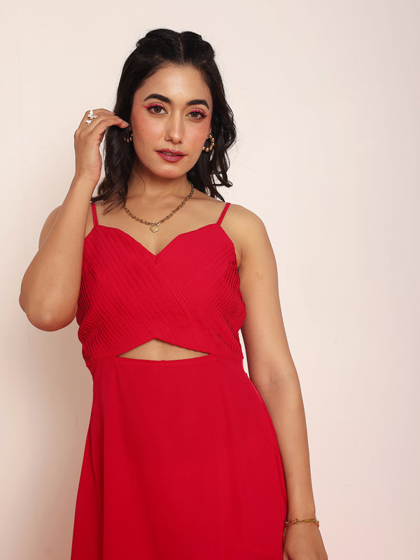 Pleated waist- cut maxi dresss