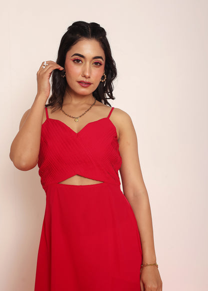 Pleated waist- cut maxi dresss