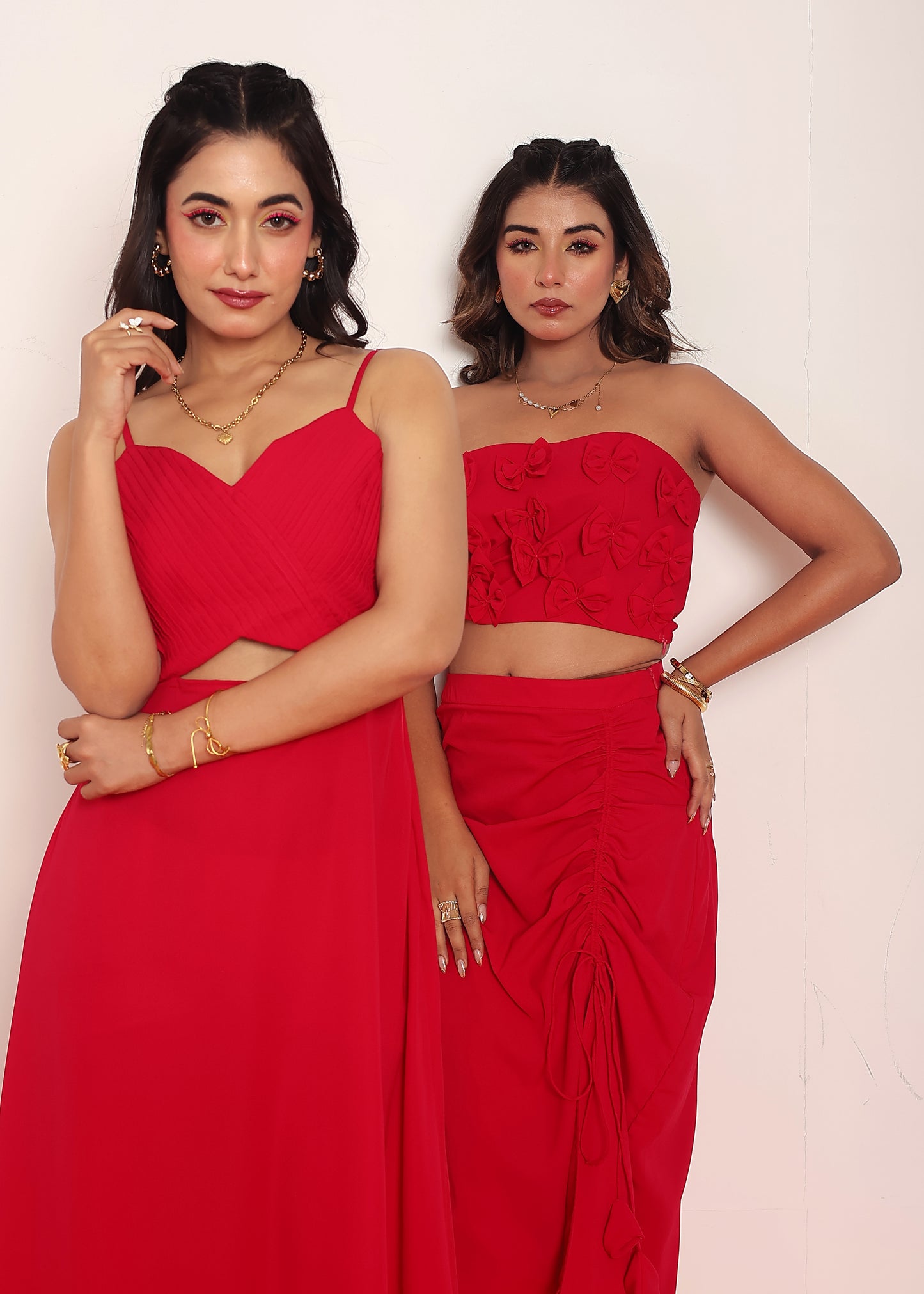 Pleated waist- cut maxi dresss