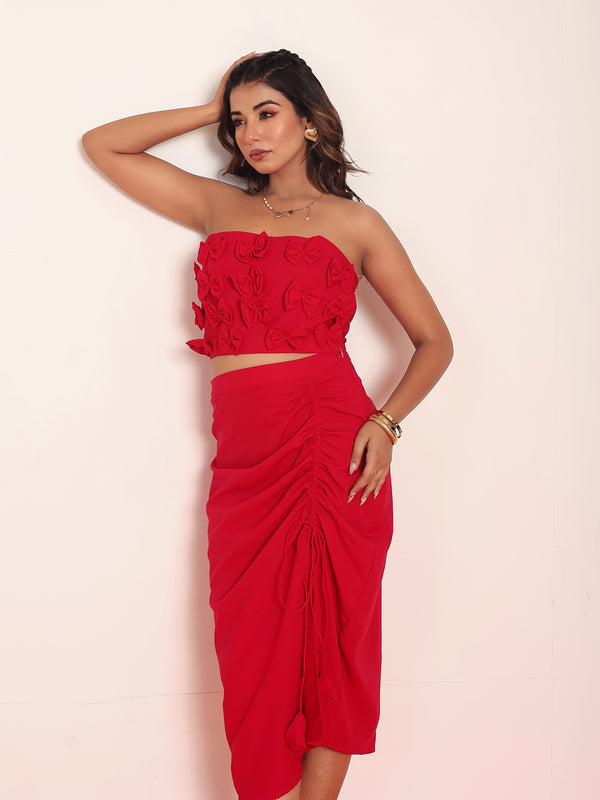 Hot Red bow tube top