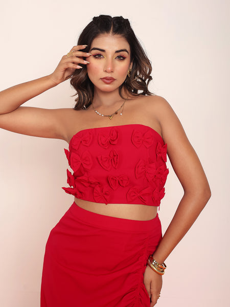 Hot Red bow tube top