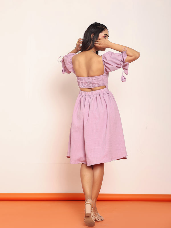 Lavender mini dress  with puff sleeves