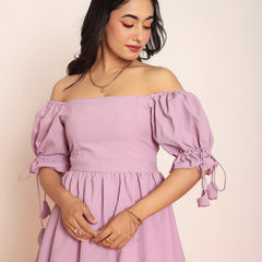 Lavender mini dress  with puff sleeves