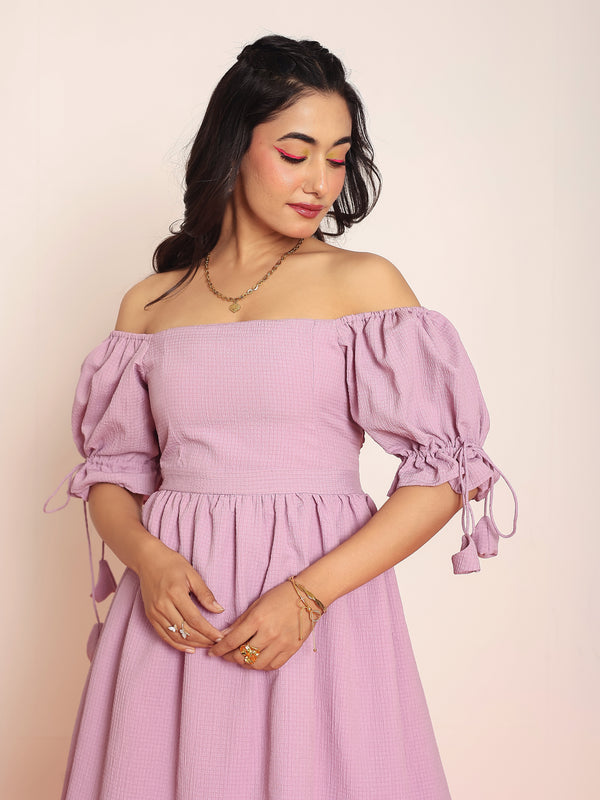 Lavender mini dress  with puff sleeves