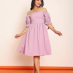 Lavender mini dress  with puff sleeves