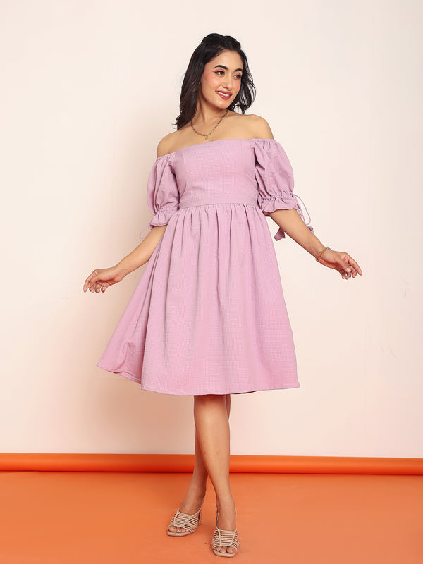 Lavender mini dress  with puff sleeves