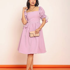 Lavender mini dress  with puff sleeves