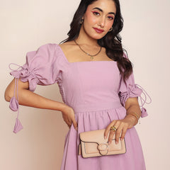 Lavender mini dress  with puff sleeves