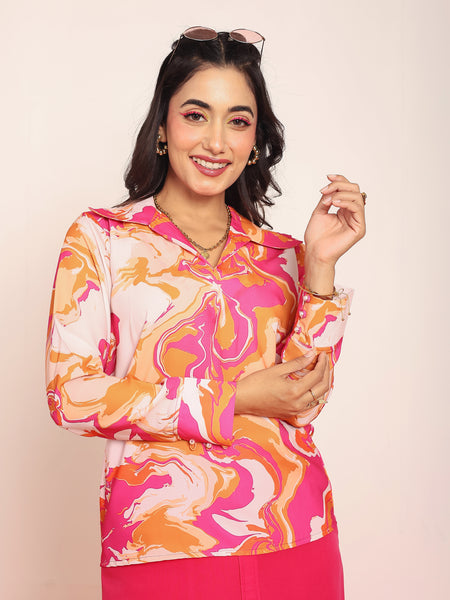 Printed  hot pink top