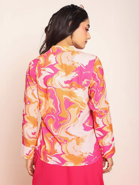 Printed  hot pink top