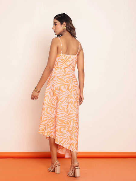 Printed maxi dress with adjustable staps