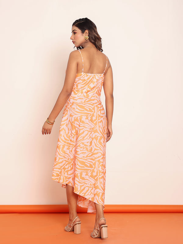 Printed maxi dress with adjustable staps