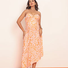 Printed maxi dress with adjustable staps