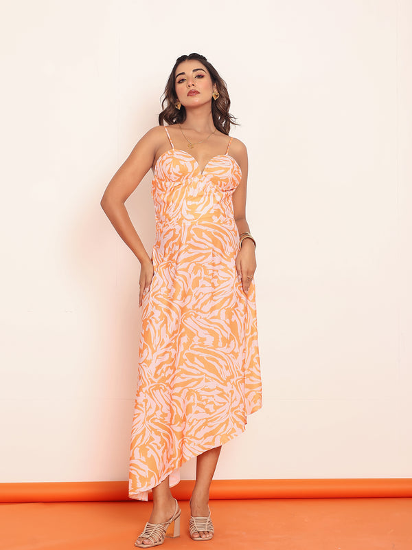 Printed maxi dress with adjustable staps