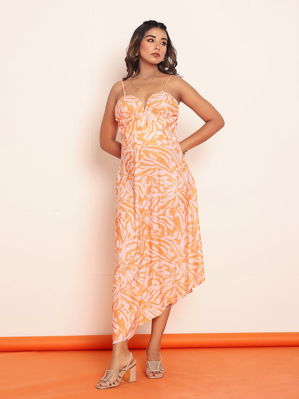 Printed maxi dress with adjustable staps