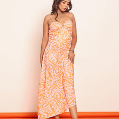 Printed maxi dress with adjustable staps