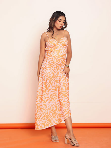 Printed maxi dress with adjustable staps