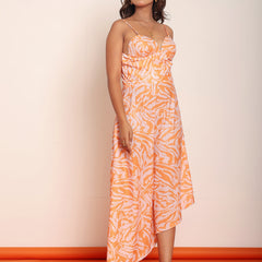 Printed maxi dress with adjustable staps