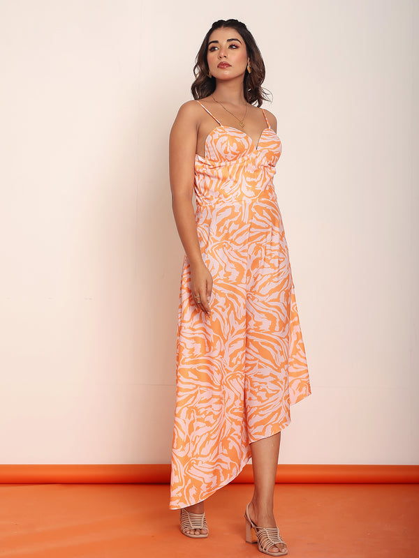 Printed maxi dress with adjustable staps