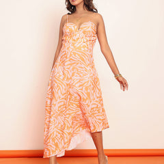 Printed maxi dress with adjustable staps