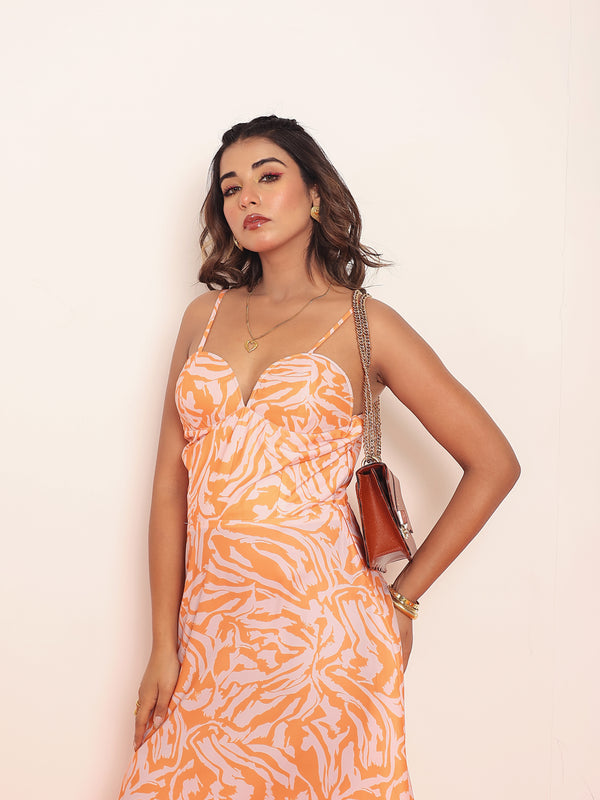 Printed maxi dress with adjustable staps