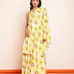 Printed umbrella -cut top with side slited skirt