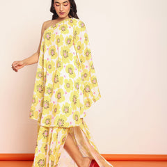 Printed umbrella -cut top with side slited skirt