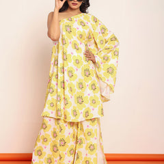 Printed umbrella -cut top with side slited skirt