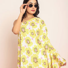 Printed umbrella -cut top with side slited skirt