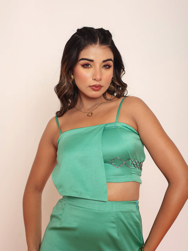 Green rhinestone co-ord set