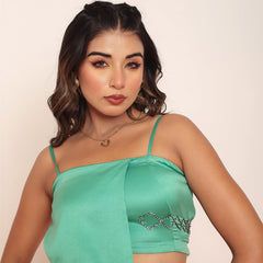 Green rhinestone flap top
