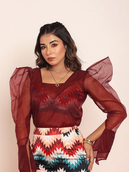 Wine organza top