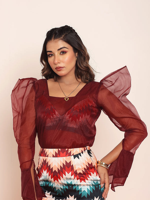 Wine organza top