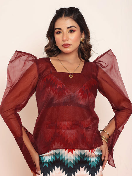 Wine organza top