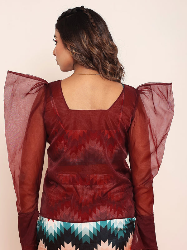 Wine organza top