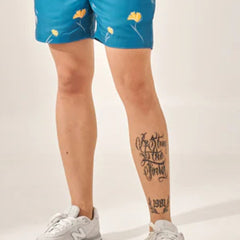 Denim blue printed shorts