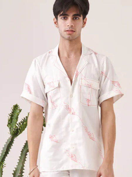 White hand printed shirt