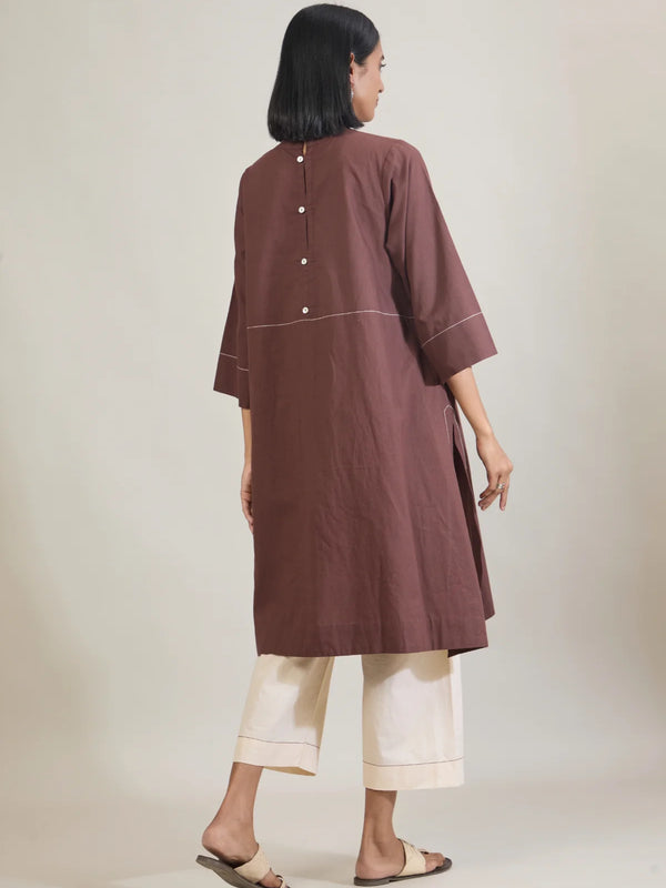 Cocoa Muse Brown Cotton Kurta Set
