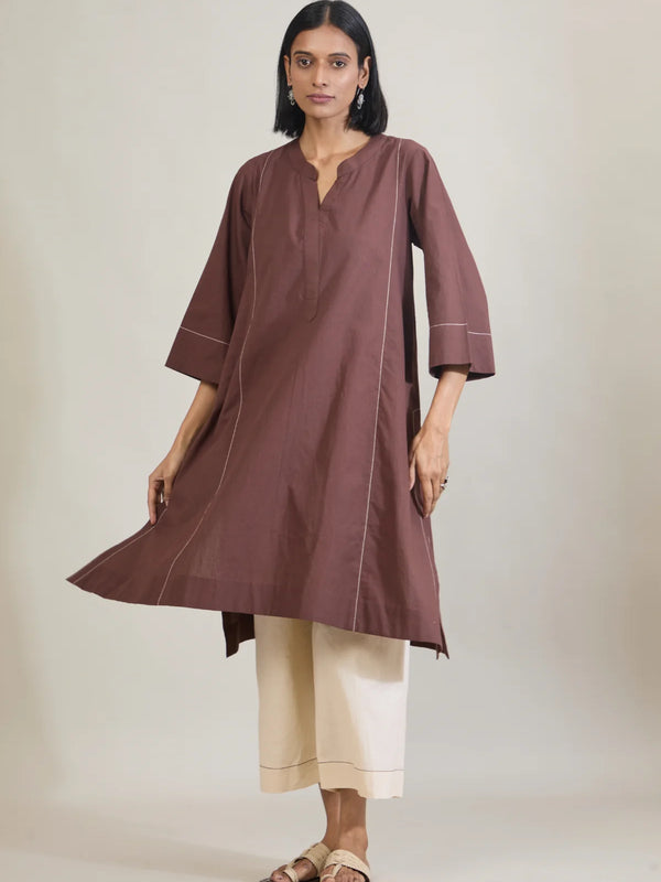 Cocoa Muse Brown Cotton Kurta Set