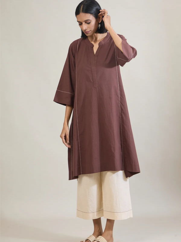 Cocoa Muse Brown Cotton Kurta Set