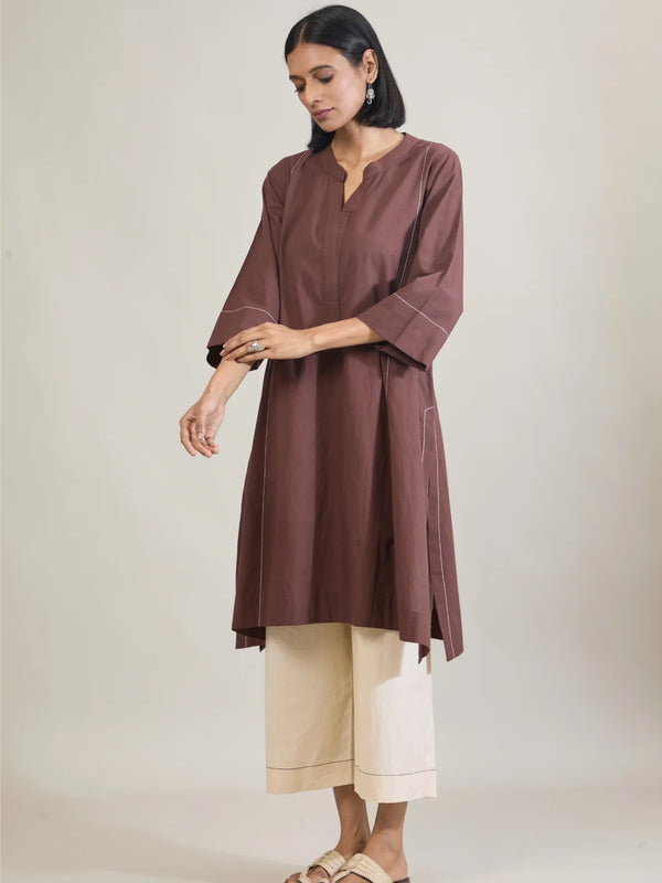 Cocoa Muse Brown Cotton Kurta Set