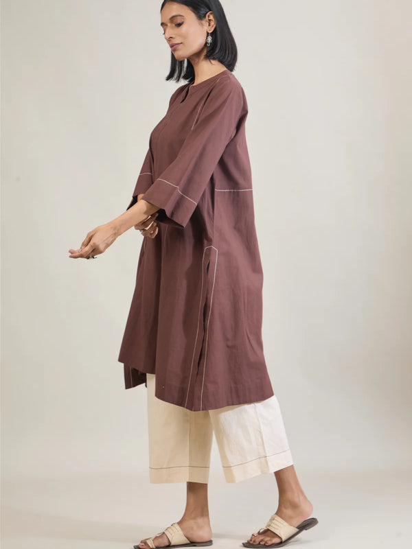 Cocoa Muse Brown Cotton Kurta Set