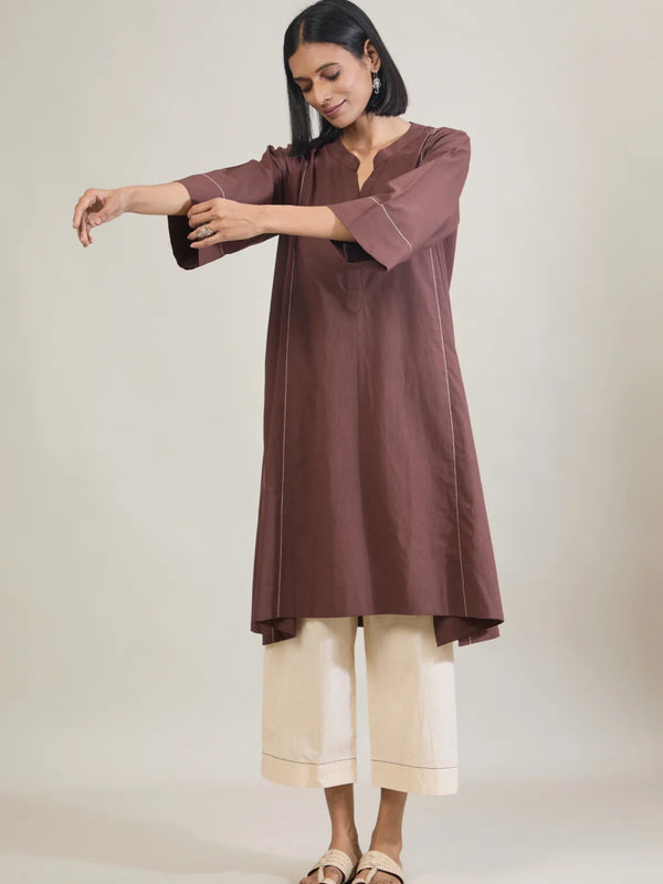 Cocoa Muse Brown Cotton Kurta Set