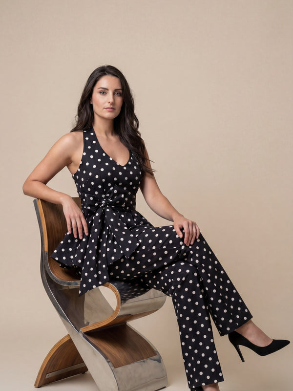 Black Polka Dot Halter Co-ord Set