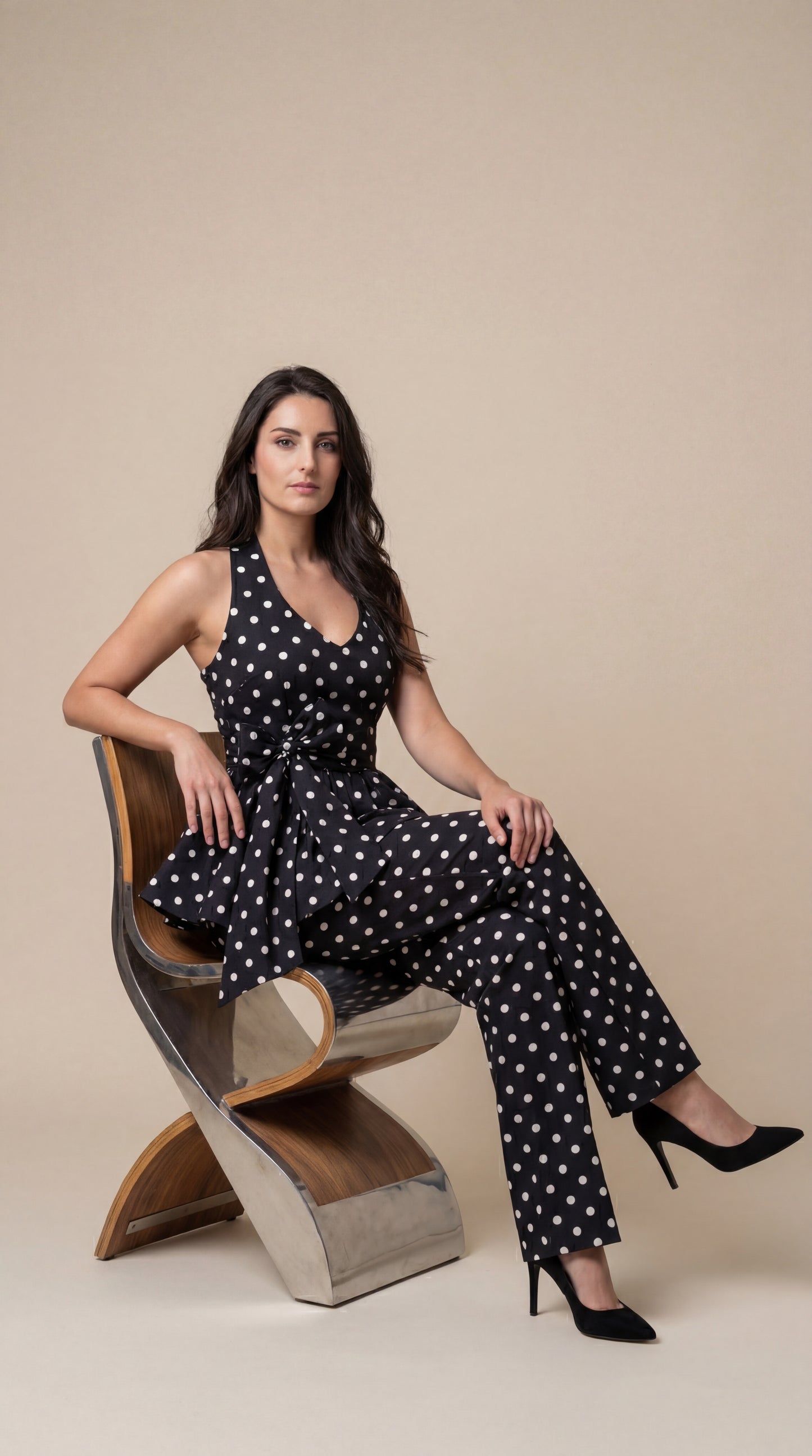 Black Polka Dot Halter Co-ord Set